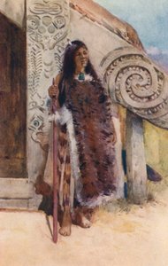 Nowa Zelandia: Wódz Maorysów (kolorowa litografia)