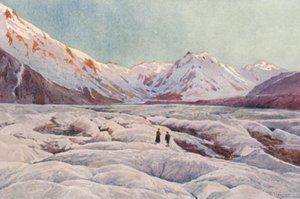 Nowa Zelandia: Lodowiec Tasmana (kolorowa litografia)