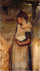 Dziewczyna z kwiatami (olej na płótnie) autorstwa Frank Holl