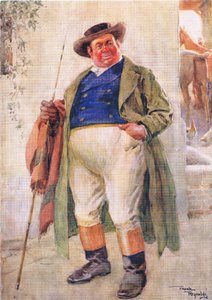 Pan Weller senior (Pickwick Papers) (kolorowa litografia) autorstwa Frank Reynolds