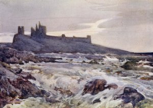 Zamek Dunstanburgh (kolor lito) autorstwa Frank Southgate