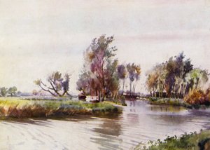 Norfolk Broads: Zamek Geldeston autorstwa Frank Southgate