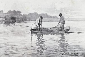 Norfolk Broads: Wyciąganie strąków węgorza autorstwa Frank Southgate