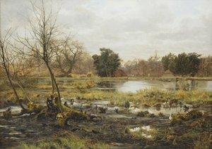 Scena wiejska, Frank Walton (olej na płótnie) autorstwa Frank Walton