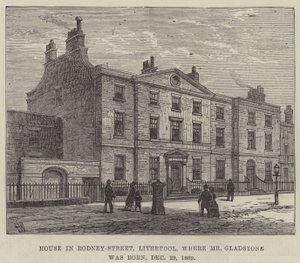 Dom przy Rodney-Street w Liverpoolu, gdzie urodził się pan Gladstone, 29 grudnia 1809 r. autorstwa Frank Watkins
