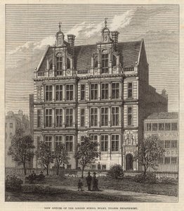 Nowe biura London School Board, Thames Embankment (grawerowanie) autorstwa Frank Watkins
