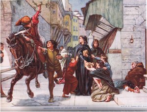 Przynosząc wieści o pomocy do Florencji, ilustracja z „Historii Narodów Hutchinsona”