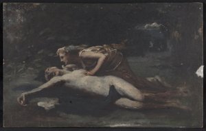 Pyramus i Thisbe, ok. 1875 (olej na drewnie)
