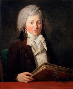 Portret młodego mężczyzny trzymającego teczkę z rysunkami, 1791. autorstwa François André Vincent