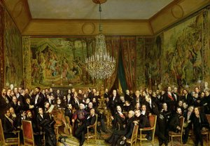 Salon Alfreda Emiliena, hrabiego de Nieuwerkerke 1811-1892 w Luwrze, 1855. autorstwa François August Biard