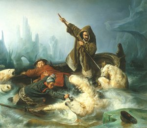 Francuski: Battez les ours polaires / Polowanie na niedźwiedzie polarne Walka z niedźwiedziami polarnymi autorstwa François Auguste Biard
