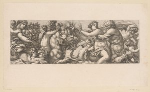 Bachus z satyrami i nereidami w wodzie Mitologiczne postacie nad wodą (tytuł serii) autorstwa François Bignon (attributed to)