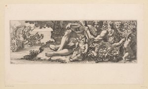 Triumf Galatei z Herkulesem i alegorycznymi postaciami na brzegu Mitologiczne postacie nad wodą (tytuł serii) autorstwa François Bignon (attributed to)