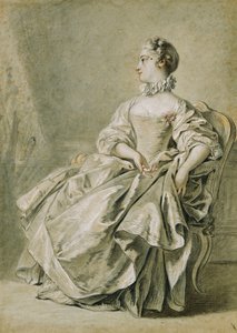 Młoda kobieta siedząca w profilu po lewej stronie, autorstwa François Boucher