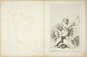 Akt akademicki (recto i verso), z drugiej księgi figur akademickich częściowo rytowany przez profesorów Akademii Królewskiej autorstwa François Boucher