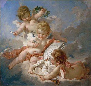 Boucher - Kupidyny. Alegoria poezji, lata sześćdziesiąte XVII wiekuFXD autorstwa François Boucher