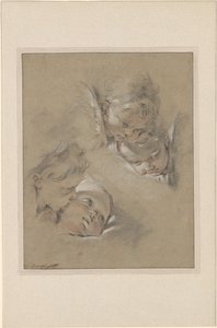 Boucher - Cztery głowy cherubinów, III, 104b autorstwa François Boucher