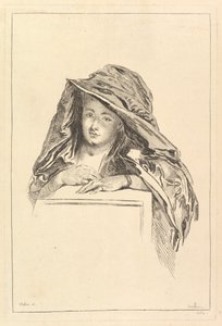 Popiersie Portret kobiety w płaszczu z kapturem, XVIII wiek. autorstwa François Boucher