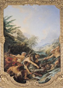 Polowanie na krokodyla (olej na płótnie) autorstwa François Boucher