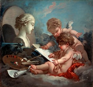 Amorki, alegoria malarstwa, lata 60. XVIII w. autorstwa François Boucher