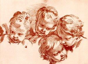Cztery badania głów dzieci autorstwa François Boucher