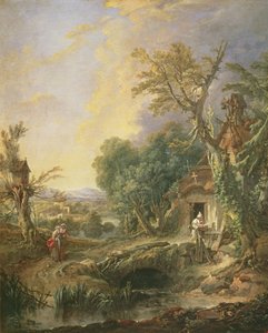 Pejzaż z pustelnikiem, 1742 autorstwa François Boucher
