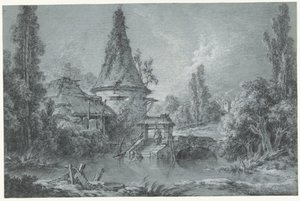 Krajobraz z wieżą, niedaleko Beauvais autorstwa François Boucher