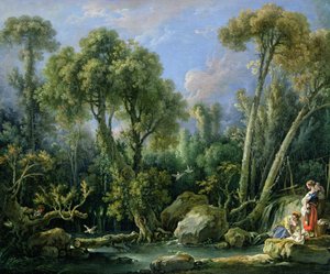 Praczki w krajobrazie, 1760 autorstwa François Boucher
