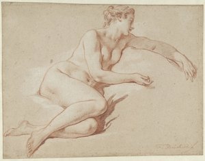 Półleżąca nagość kobieca Leżąca naga kobieta, zwrócona w prawo autorstwa François Boucher