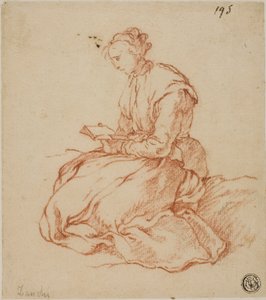 Siedząca kobieta czytająca autorstwa François Boucher