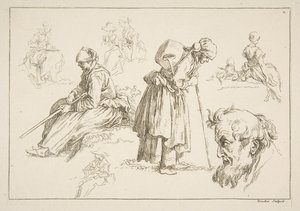 Arkusz szkiców, 1753. autorstwa François Boucher