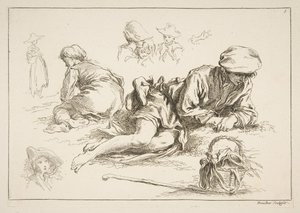 Arkusz szkiców, ca. 1735. autorstwa François Boucher