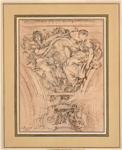 Spandrel Dekoracja: Sława i Prawda Poklaskują Ludwika XV autorstwa François Boucher
