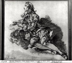 Studium młodzieńca (czerwona kreda na papierze) autorstwa François Boucher