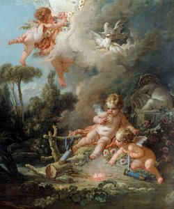 Cel miłości z detalami anioła. Obraz Francois Bouchera (1703-1770) 1758 Nd. 2,58x1,67m Paryż, autorstwa François Boucher
