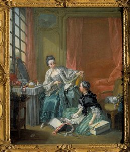 Obraz kupca mody autorstwa Francois Bouchera (1703-1770). 1746. Sztokholm. Muzeum Narodowe autorstwa François Boucher