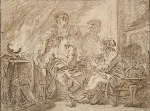 Wynalazek rysunku, połowa XVIII wieku autorstwa François Boucher