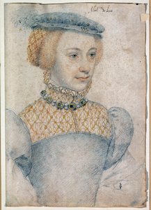 Portret Anny de Pisseleu, żony Ludwika de Coesmes, Pana Lucé (1520 -? ). Rysunek z czarnym kamieniem i krwią Francois Clouet (1515-1572) autorstwa François Clouet