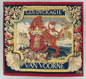 Prześcieradło na poduszkę z symbolicznym przedstawieniem i herbem Voorne autorstwa François Coppens (attributed to)