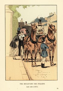 Modne powozy na Boulevard des Italiens, lewa strona autorstwa François Courboin