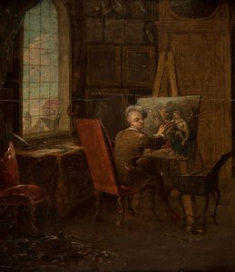 Autoportret artysty w pracowni, trzymającego mahl-stick autorstwa Francois Eisen