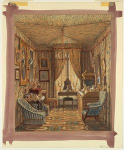 Rysunek, Wnętrze garderoby z namiotowym sufitem, 1848 r.