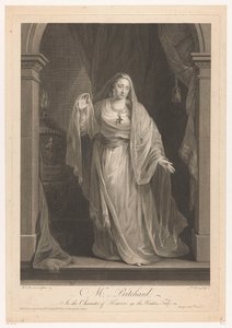 Portret van Hannah Pritchard jako Hermiona w „Opowieści zimowej” Pani Pritchard w roli Hermiony w Zimowej opowieści (tytuł na obiekcie) autorstwa François Germain Aliamet