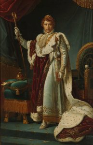 Portret cesarza Napoleona I Cesarz Napoleon I w szatach koronacyjnych, 2 grudnia 1804 autorstwa François Gérard (workshop of)