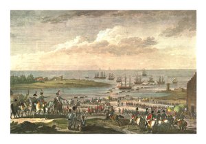 Zaokrętowanie Anglików w Holandii, 30 listopada 1799, ok. 1850 autorstwa François Louis Couché