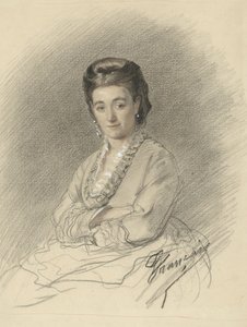 Siedząca pani z założonymi rękoma autorstwa François Louis Français (signed by artist)