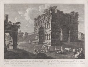 Widok Łuku Janusa z pasterzami i kozami na pierwszym planie, 1795-1800., 1795-1800.