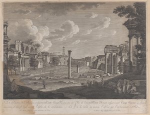 Widok na Campo Vaccino, z Koloseum w tle i ruinami Świątyni, 1796 r.