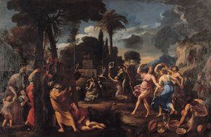 Adoracja Złotego Cielca autorstwa Francois Perrier