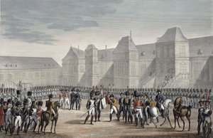 Abdykacja Napoleona i jego wyjazd z Fontainebleau na Elbę, 20 kwietnia 1814 r.